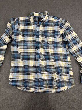 Jackson Hole Mens Blue Yellow Plaid Flannel Button-Up Long Sleeve Shirt XL